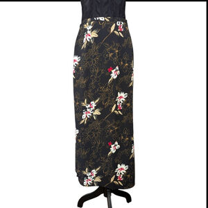Carroll Reed Vtg Y2K Floral Maxi Skirt - Black/Gold - M